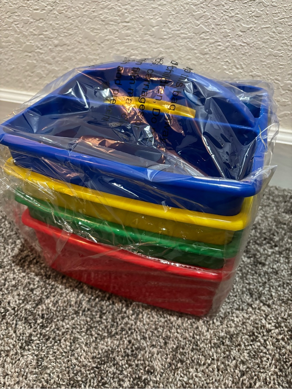 Classroom Stackable Kids Storage Bins - Red, Green, Yellow, Blue, NEW